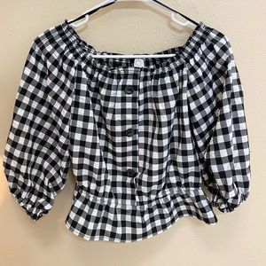 Gingham off the shoulder top